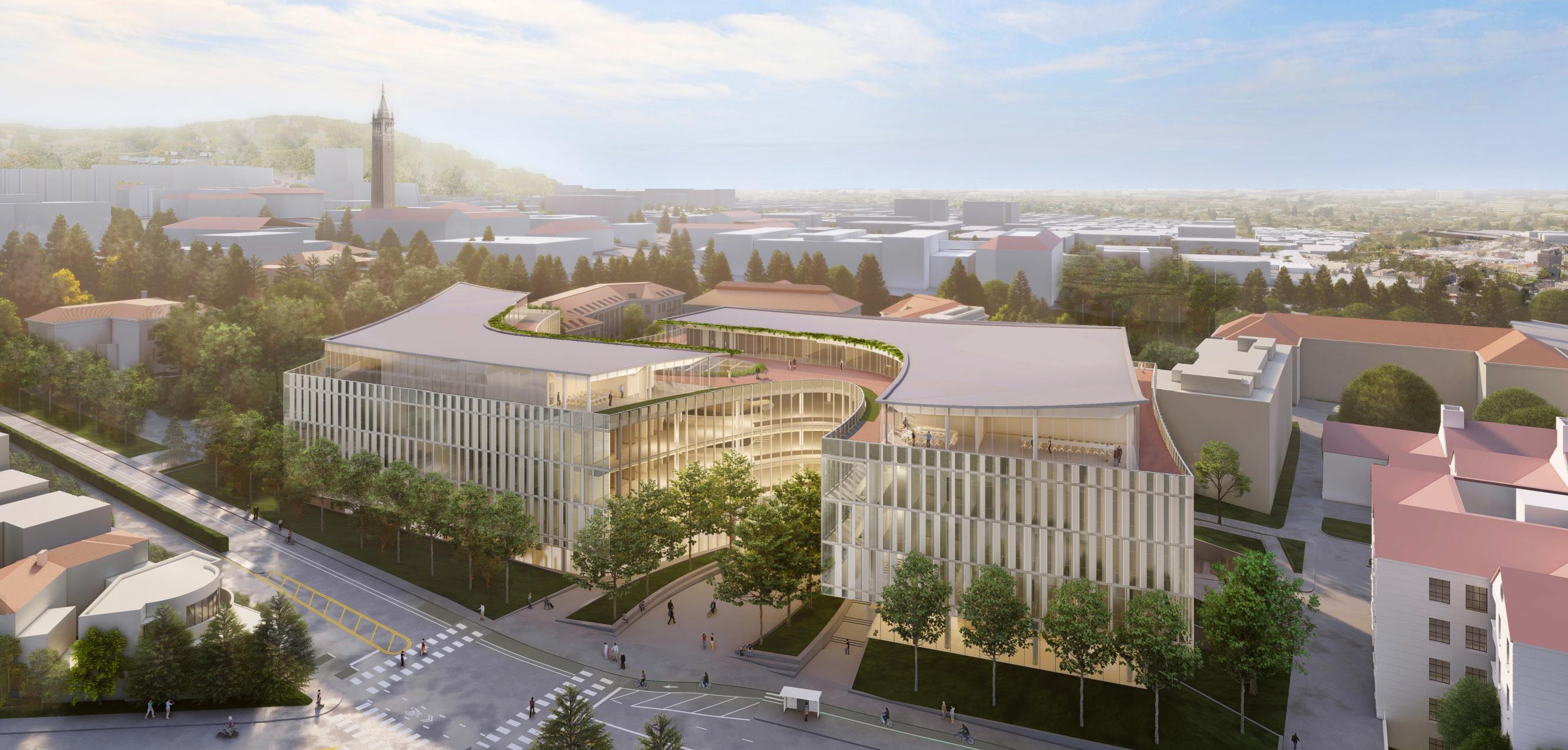 The Gateway building will be located on the UC Berkeley campus at the intersection of Hearst Avenue and Arch Street. (Rendering by Weiss/Manfredi architecture firm)