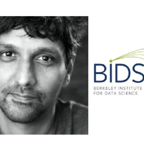 Photo of Karthik Ram next to BIDS logo