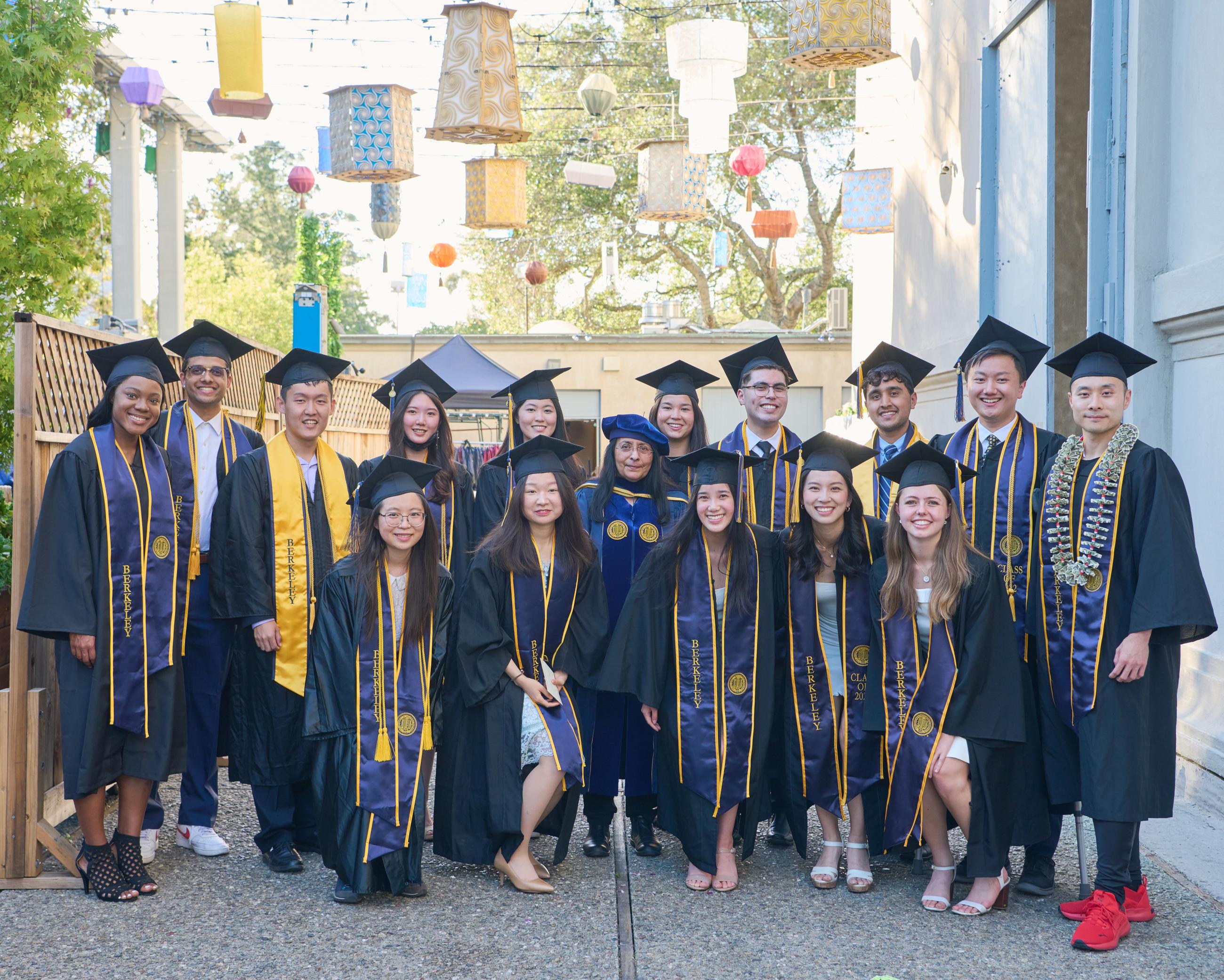 Ani Adhikari (center), faculty director of pedagogy for Data Science Undergraduate Studies, with students who received awards at the Data Science commencement on May 18. (Photo/ KLCfotos)