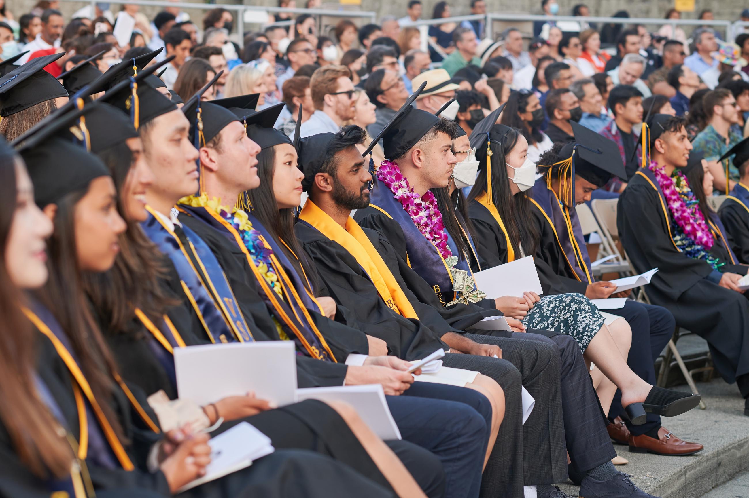 Graduates listen to Professor Emeritus David Culler's remarks. (Photo/ KLCfotos)