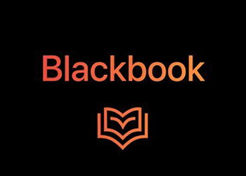 Blackbook University text with graphic logo of book below