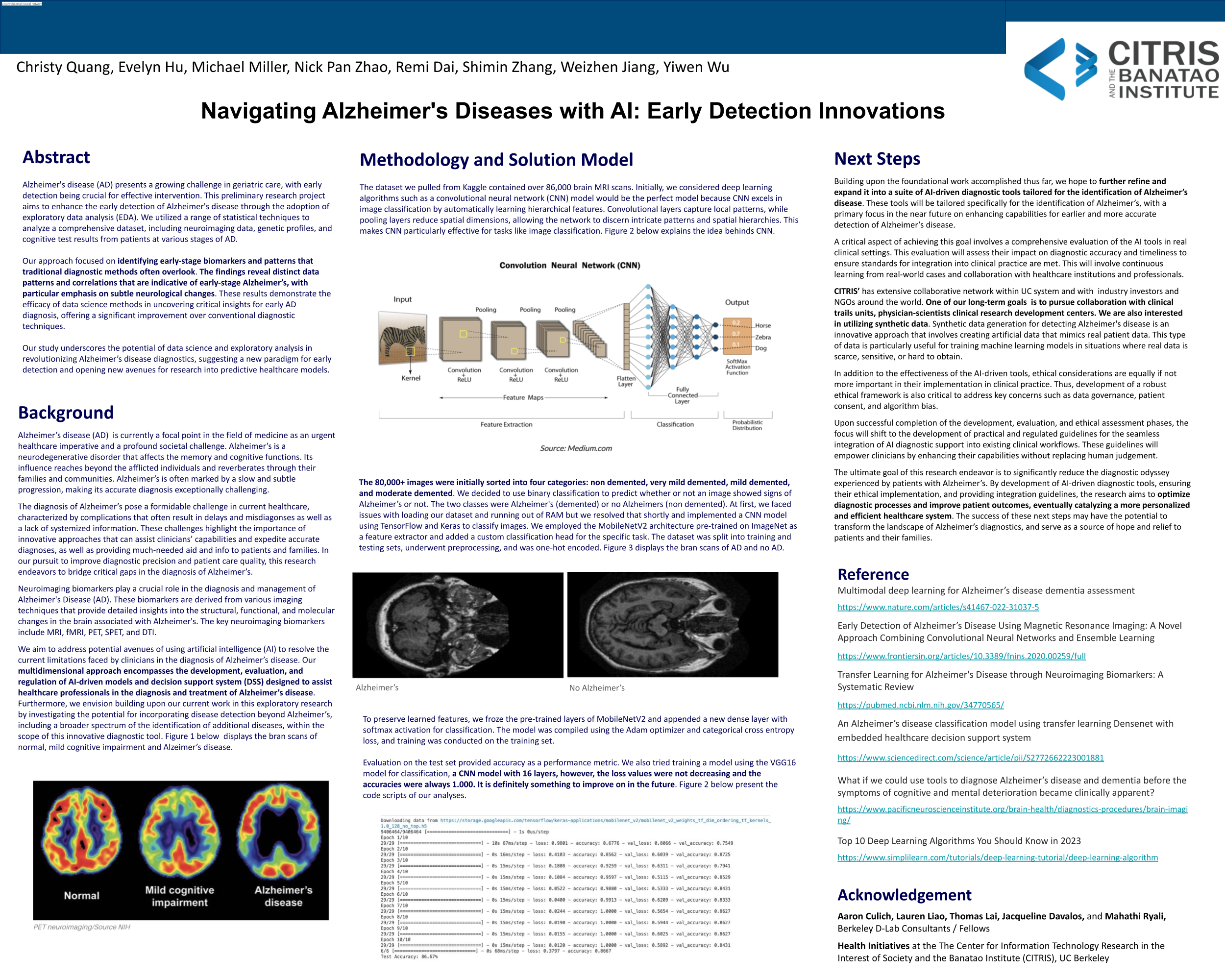 Navigating Alzheimer's Diseases with AI: Early Detection Innovations - Fall 2023 Discovery Project