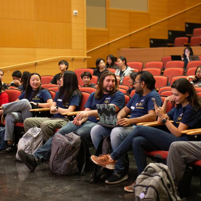 Students attend a data science event